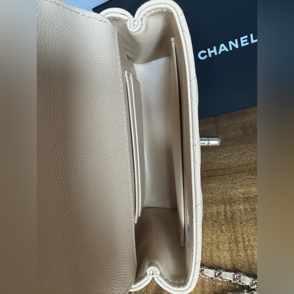 Chanel Beige Caviar Leather Micro Coco Handbag - Picture 13 of 15